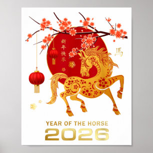 Poster Nouvel An chinois 2026 Année du Cheval 