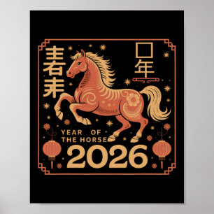 Poster Nouvel An Chinois 2026 Année Du Cheval 2026 Lunar