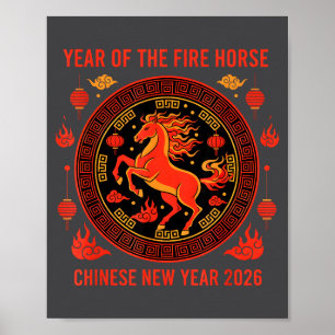 Poster Nouvel An chinois 2026 Année du Cheval de Feu 