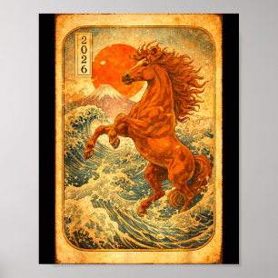 Poster Nouvel An chinois 2026 de l'année du Cheval Nouvel