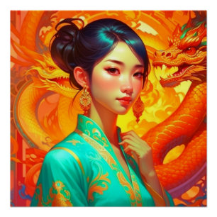 Poster Nouvel An chinois du dragon