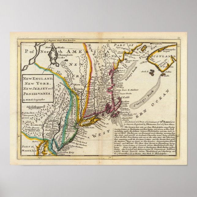 Poster Nouvelle-Angleterre, New York, New Jersey et Penns (Devant)