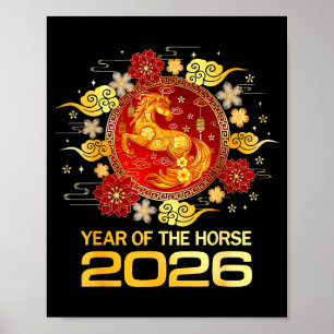 Poster Nouvelle année chinoise 2026 Année du Cheval Bonne