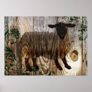 Poster nouvelle année chinoise du mouton en bois 2015