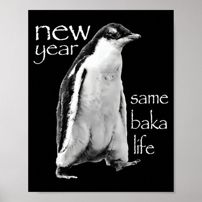Poster Nouvelle Année Même Vie de Baka Pingouin Blague  (Devant)