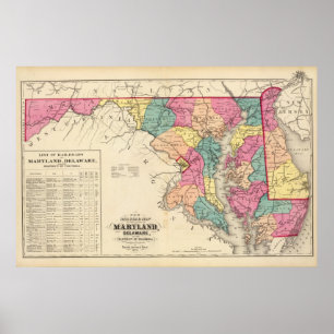 Poster Nouvelle carte de chemin de fer des états du