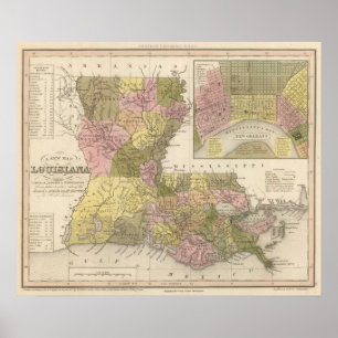 Poster Nouvelle carte de la Louisiane