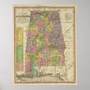 Poster Nouvelle Carte De L'Alabama