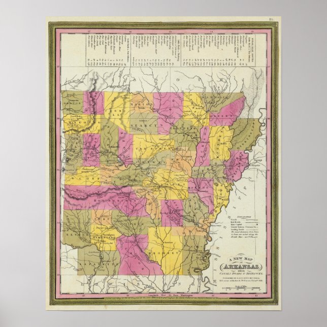 Poster Nouvelle Carte De L'Arkansas 2 (Devant)