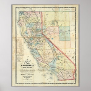 Poster Nouvelle carte de l'état de la Californie