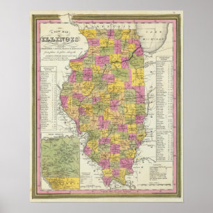 Poster Nouvelle Carte De L'Illinois