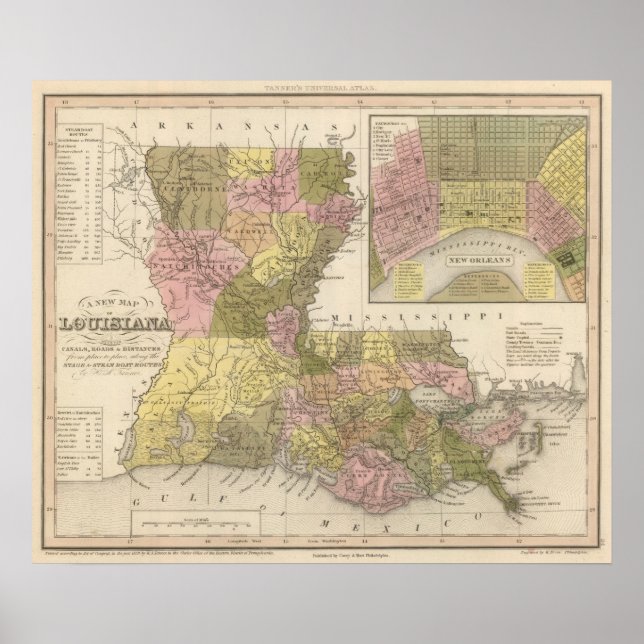 Poster Nouvelle Carte De Louisiane (Devant)