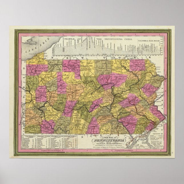 Poster Nouvelle Carte De Pennsylvanie 2 (Devant)