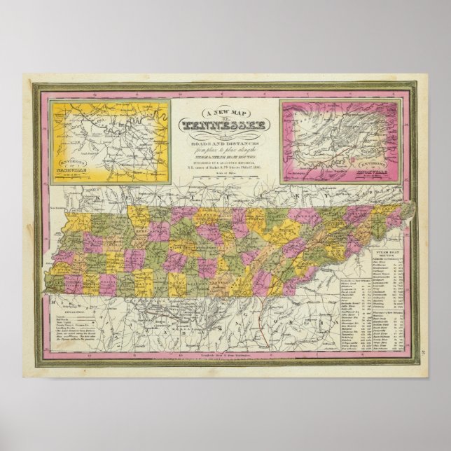 Poster Nouvelle Carte Du Tennessee (Devant)