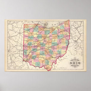 Poster Nouvelle carte ferroviaire de l'État de l'Ohio
