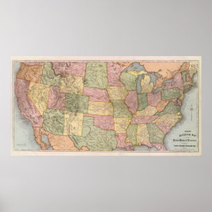 Poster Nouvelle carte ferroviaire des États-Unis