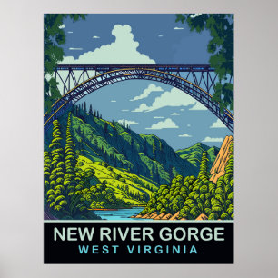 Poster Nouvelle Gorge fluviale, Pont, WV, Voyage