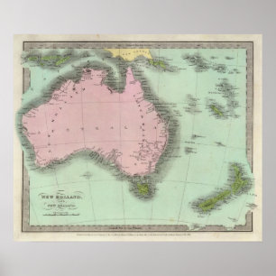 Poster Nouvelle-Hollande Et Nouvelle-Zélande