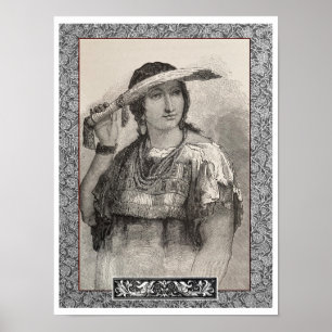 Poster NOUVELLE IMPRIMER c 1800s FEMME AMÉRICAINE
