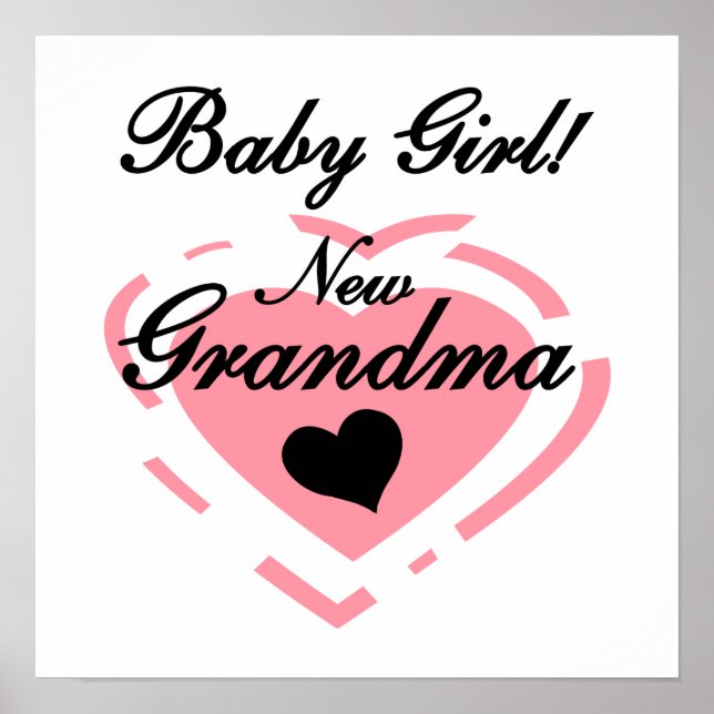 Poster Nouvelle mamie Bébé Fille Coeur Rose Cadeaux (Devant)
