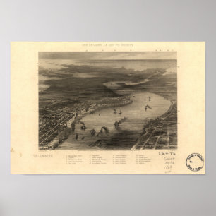 Poster Nouvelle-Orléans Louisiane 1863 Carte panoramique
