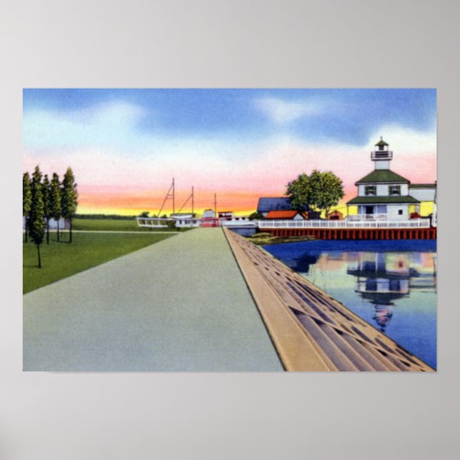 Poster Nouvelle-Orléans Louisiane Lac Pontchartrain Light (Devant)