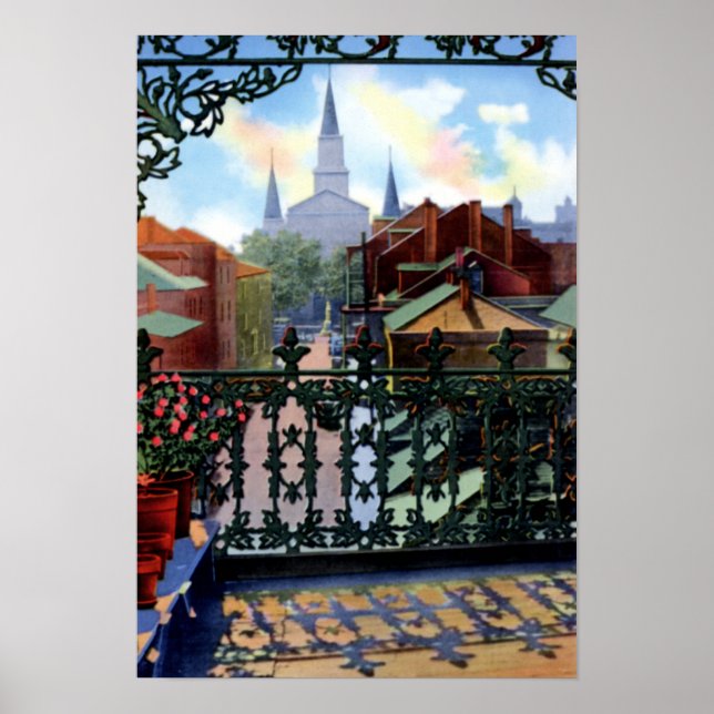 Poster Nouvelle-Orléans Louisiane Quartier Français Balco (Devant)