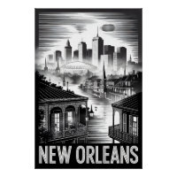 Nouvelle-Orléans Louisiane Skyline Noir Blanc Grav