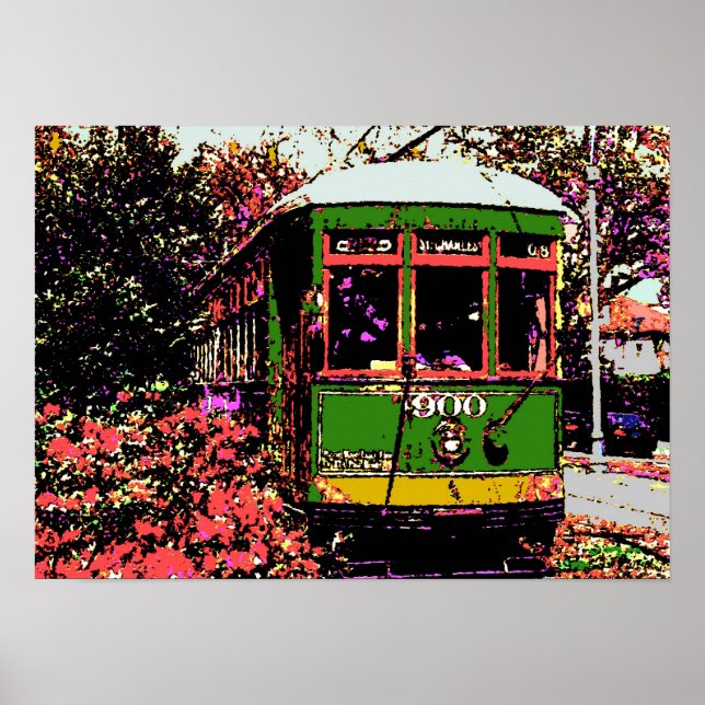 Poster Nouvelle-Orléans Streetcar - Couleurs fauvistes (Devant)