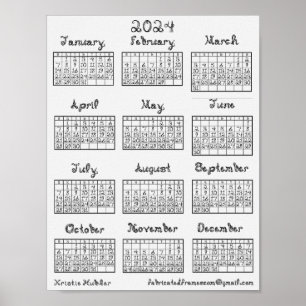 Poster Nouvelle police de structure 2024 Calendrier Impri