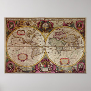 Poster Nouvelle une carte de terre et d'eau de la terre