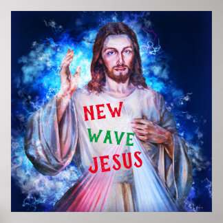 Poster Nouvelle vague Jésus agitant du ciel chrétien