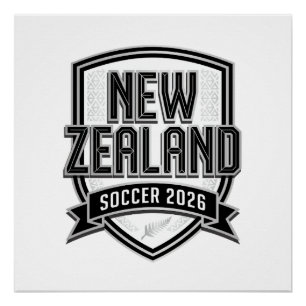 Poster Nouvelle-Zélande Football 2026 Football Gras Pays 