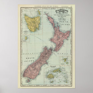 Poster Nouvelle-Zélande, Tasmanie, Fidji