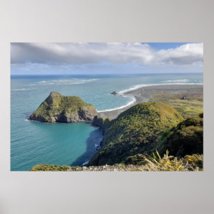 Poster Nouvelle-Zélande Whatipu Seasasview Omanawanui Tra