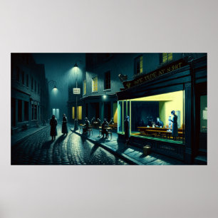 Poster 'Nouvelles Nighthawks in the Café Terrace, Anglete