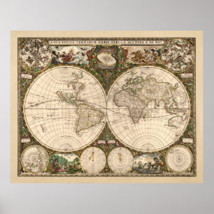 Poster Nova Totius Terrarum Orbis Tabula (F. de Wit)
