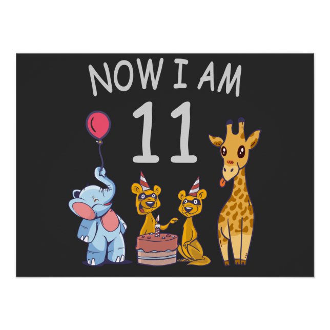 Poster Now I am 11 years old 11th Birthday at the Zoo (Devant)