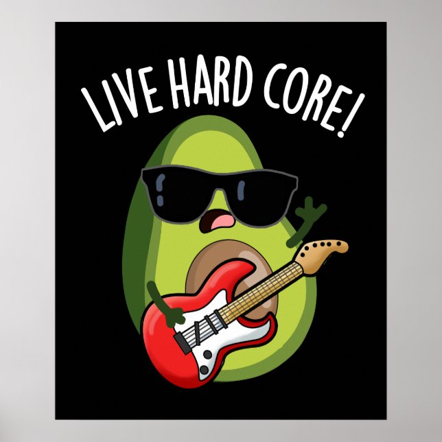 Poster Noyau Dur Avocat Rock Drôle Pun Fond Sombre (Devant)