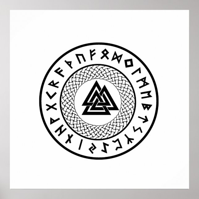 Poster Noyer noir - Noeud de bois - Rune d'odin (Devant)