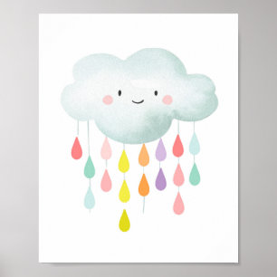 Poster Nuage Colorful Raindrops Nursery Print Baby shower