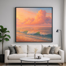 Nuage de mer au coucher du soleil - Style de peint