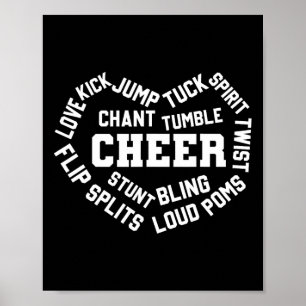 Poster Nuage de mots de cœur de cheerleading Cheer Tuck A