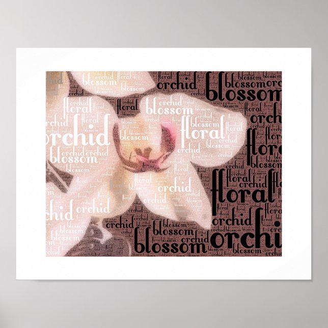 Poster Nuage de mots de fleur d'orchidée (Devant)