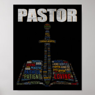 Poster Nuage de mots du ministre chrétien Église Pasteur
