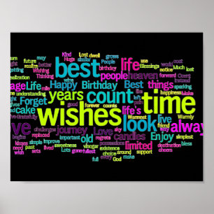 Poster Nuage de mots en plusieurs langues colorées