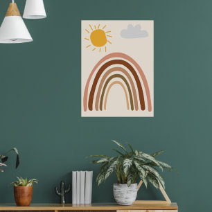 Poster Nuage de soleil arc-en-ciel, Dessin d'enfant, Art