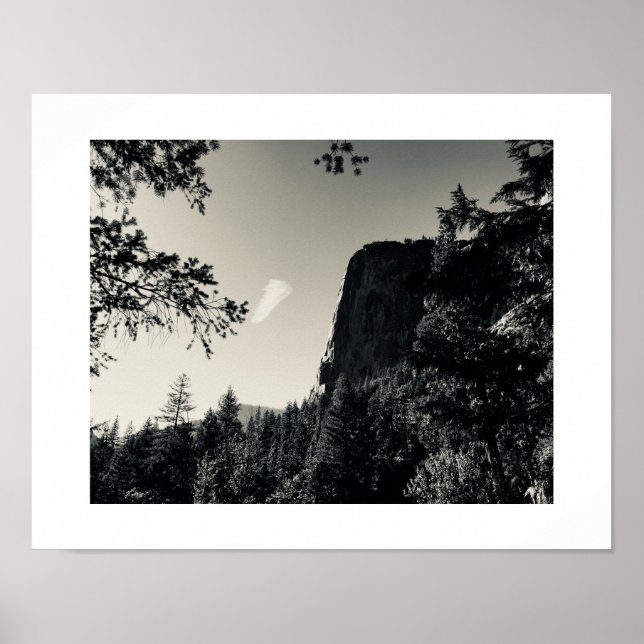 Poster Nuage et rocher Yosemite noir et blanc (Devant)