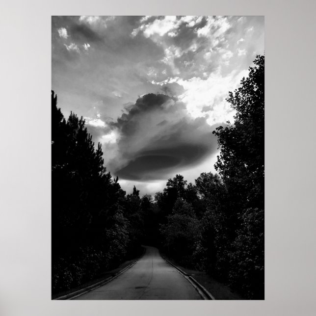 Poster Nuage lenticulaire noir et blanc (Devant)