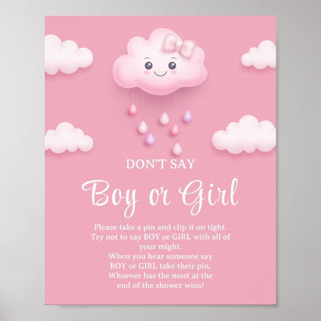 Poster Nuage neuf ciel rose Ne dites pas de jeu de garçon (Devant)